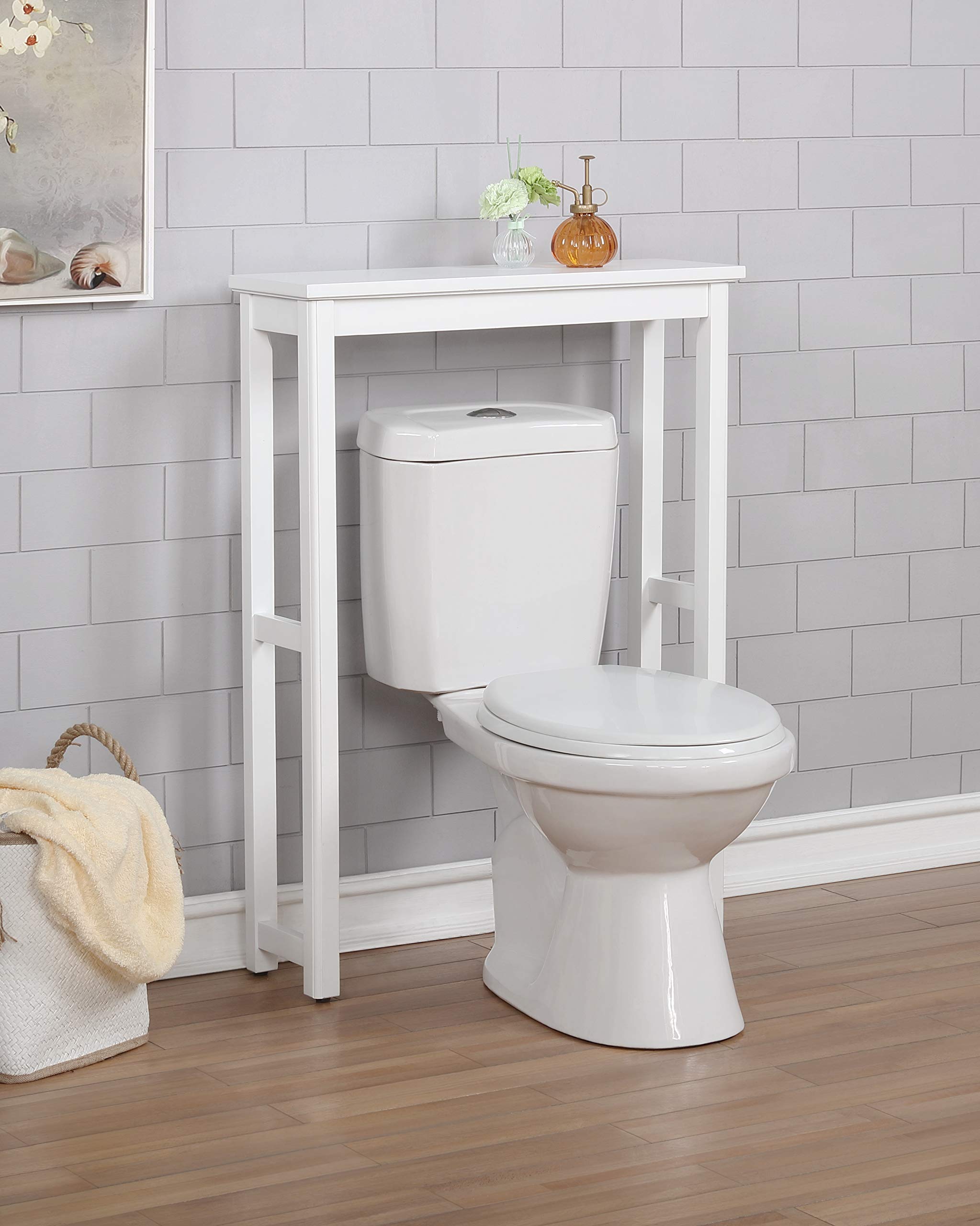 Alaterre Furniture Dorset 27" D x 9" D White Wood Toilet Base Cabinet with 23" W x 34" H x 7 7/8" D Storage Compartment, Clean Lines & Non-Abrasive Cleaning for Organizational & Decorative Appeal