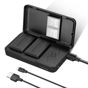 neewer 2 packs lp-e6 lp-e6n replacement batteries and an usb dual charging case set, compatible with canon 5d mark ii iii 5d mark iv 5ds/5ds r 60d 6d mark ii 7d 7d mark ii 70d 80d 90d