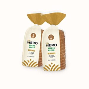 Hero Seeded Bread — Delicious Bread with 1g Net Carb, 0g Sugar, 60 Calories, 12g Fiber per Slice | Tastes Like Regular Bread | Low Carb & Keto Friendly Bread Loaf —15 Slices/Loaf, 2 Loaves