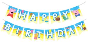 treasures gifted officially licensed peppa pig birthday banner - peppa pig happy birthday banner - peppa pig birthday party supplies - peppa pig party decorations - peppa pig banner
