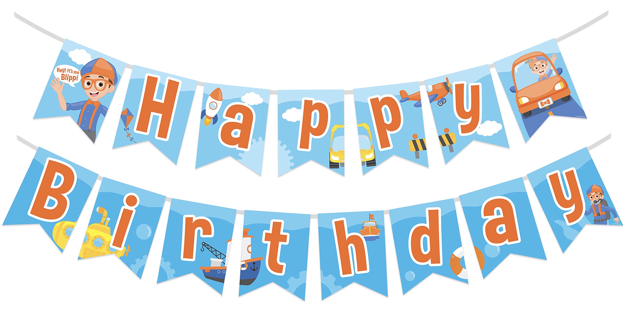 Treasures Gifted Officially Licensed Blippi Birthday Banner Vehicle - Blippi Happy Birthday Banner - Blippi Birthday Party Supplies - Blippi Party Decorations - Blippi Banner - Blippi Party Supplies