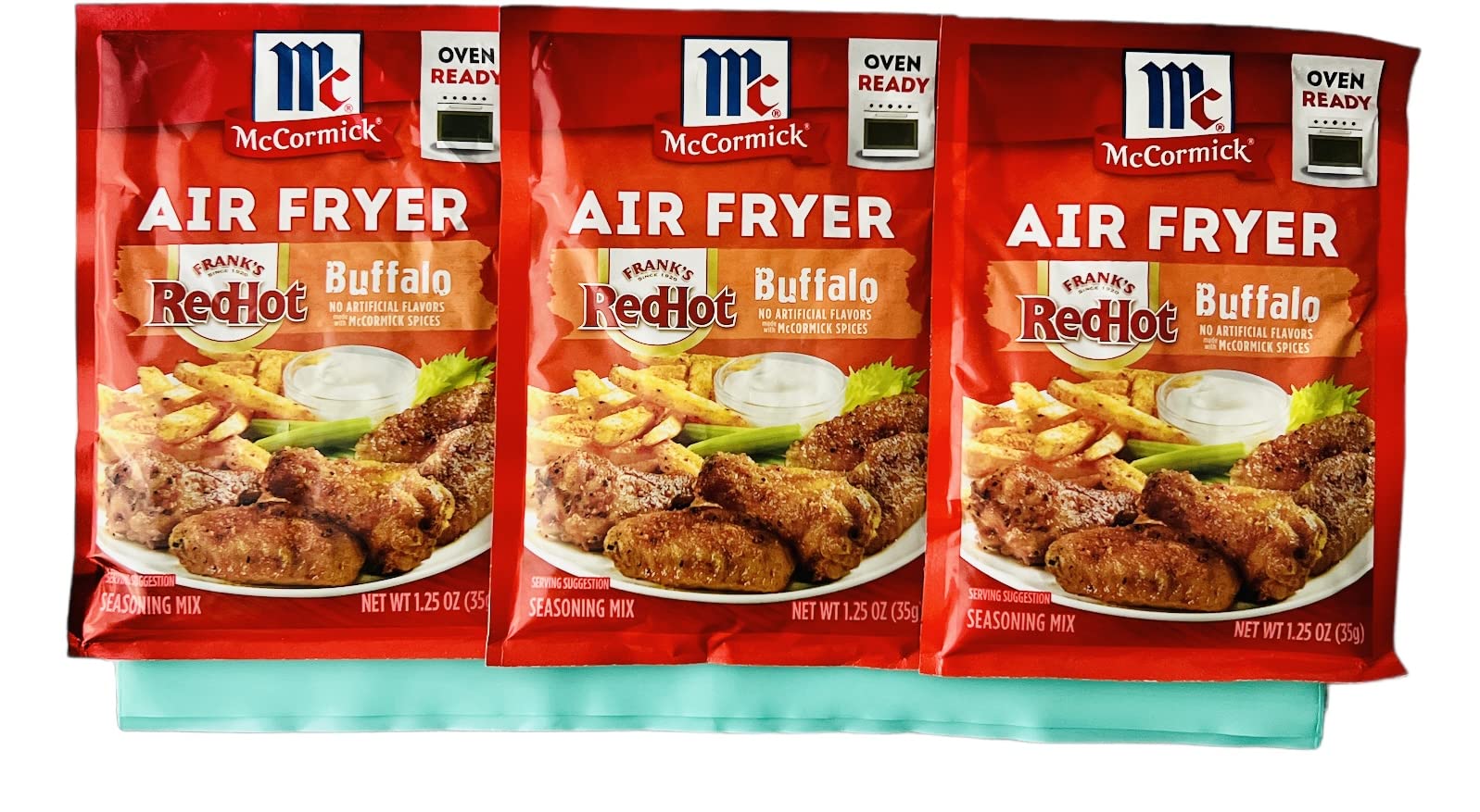 Air Fryer Seasoning Mix Bundle with 3 of McCormick's Buffalo Air Fryer Seasoning Mixes & 1 Bag for Leftovers. Delivers the Irresistible Flavor of Franks Red Hot on Chicken or French Fries!