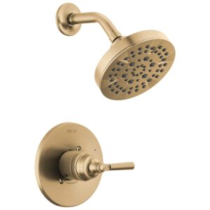 delta faucet saylor 14 series gold shower valve trim kit, system, set, fixture, head and handle champagne bronze t14235-cz (valve not included)