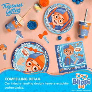 Treasures Gifted Officially Licensed Blippi Birthday Banner - Blippi Happy Birthday Banner - Blippi Birthday Party Supplies - Blippi Party Decorations - Blippi Banner - Blippi Party Supplies
