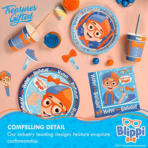 Treasures Gifted Officially Licensed Blippi Birthday Banner - Blippi Happy Birthday Banner - Blippi Birthday Party Supplies - Blippi Party Decorations - Blippi Banner - Blippi Party Supplies