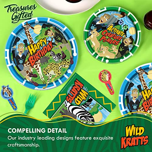 Treasures Gifted Officially Licensed Wild Kratts Birthday Banner - Wild Kratts Happy Birthday Banner - Wild Kratts Birthday Party Supplies - Wild Kratts Party Decorations for Walls & Entryways