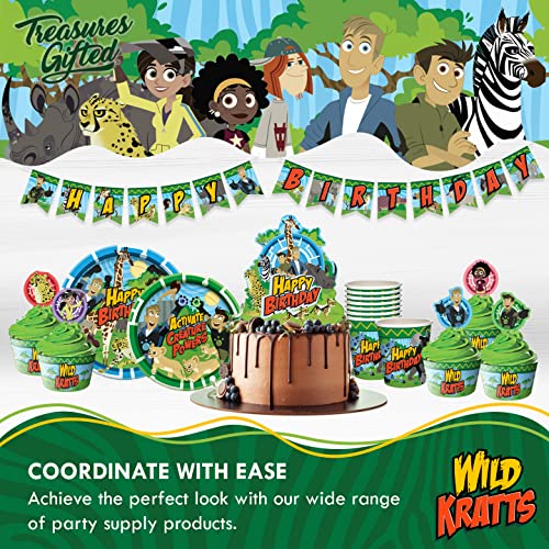 Treasures Gifted Officially Licensed Wild Kratts Birthday Banner - Wild Kratts Happy Birthday Banner - Wild Kratts Birthday Party Supplies - Wild Kratts Party Decorations for Walls & Entryways