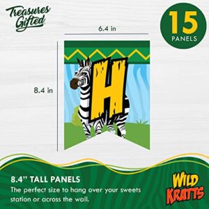 Treasures Gifted Officially Licensed Wild Kratts Birthday Banner - Wild Kratts Happy Birthday Banner - Wild Kratts Birthday Party Supplies - Wild Kratts Party Decorations for Walls & Entryways