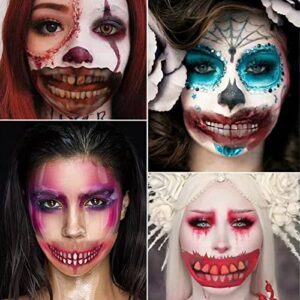 20Pcs Halloween Prank Makeup Temporary Tattoo Clown Horror Mouth Tattoo Stickers Scary Big Mouth Masquerade Prank Props Fake Tattoos for Halloween Cosplay Party