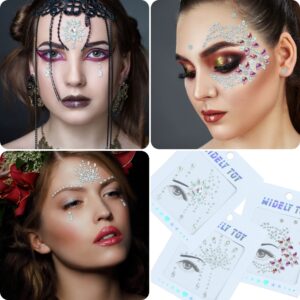 Luminous Face Gems, 8Sets Noctilucent Face Jewels Stick on Eyes Body Rave Festival Makeup Glow In Dark-Rhinestones Jewelry Temporary Tattoos Stickers Halloween Costumes and Parties Accessories