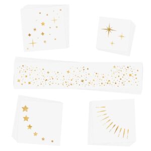 twinkling lights variety set of 25 assorted premium waterproof metallic gold jewelry temporary foil face flash tattoos, face sparkle, face glitter, metallic tattoo, eye jewel, new years eve