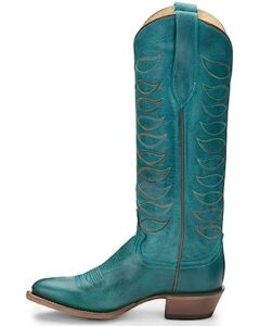 justin women's whitley western boot round toe turquoise 6 m us
