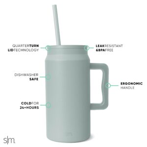 Simple Modern 50 oz Mug Tumbler with Handle and Straw Lid, Reusable Insulated Stainless Steel Large Travel Jug Water Bottle Gifts for Women Men Him Her Trek Collection, 50oz, Sea Glass Sage