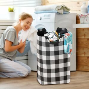 Kigai Black and White Buffalo Plaid Laundry Basket Foldable Large Laundry Hamper Bucket with Handles Collapsible Nursery Storage Bin for Kids Clothes Toy