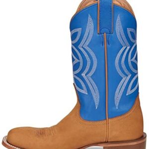 JUSTIN Boots Women's Hayes Tan 11` Blue Square Toe Boot Tan 7.5 B