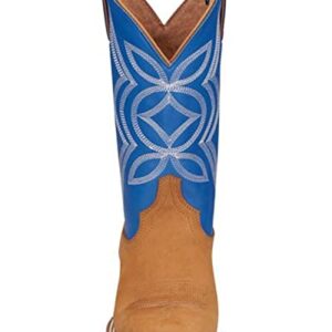 JUSTIN Boots Women's Hayes Tan 11` Blue Square Toe Boot Tan 7.5 B