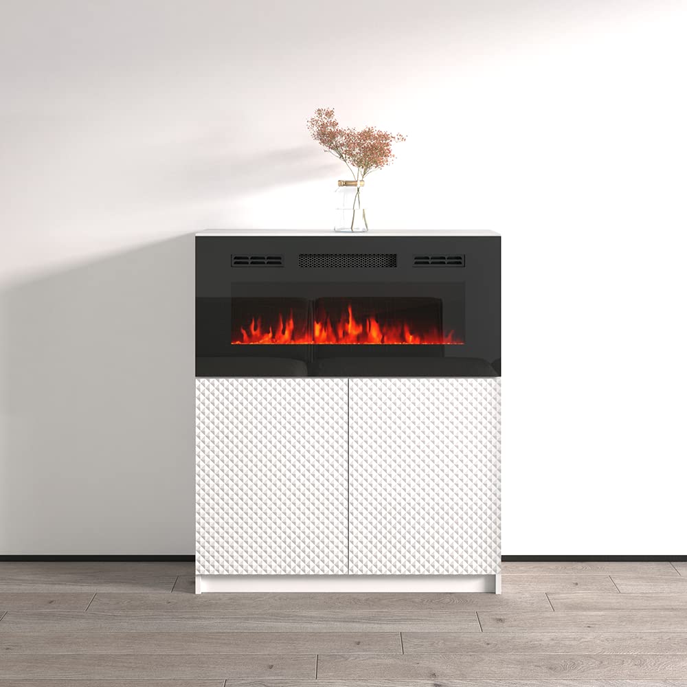 Meble Furniture Carla 01 BL-EF Electric Fireplace Sideboard