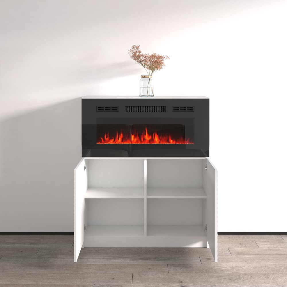 Meble Furniture Carla 01 BL-EF Electric Fireplace Sideboard