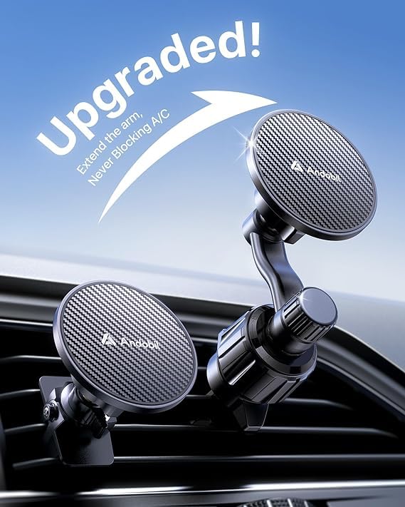 andobil Magnetic Phone Holder for Car [20 Upgraded Strong Magnets & Never Blocking Vent] for MagSafe Car Mount, 360° Rotate-Freely, Car Phone Mount Fit for iPhone 15 14 13 12 Pro Max Samsung S24 S23
