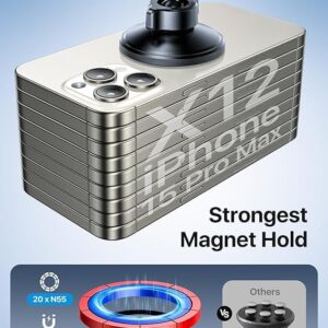 andobil Magnetic Phone Holder for Car [20 Upgraded Strong Magnets & Never Blocking Vent] for MagSafe Car Mount, 360° Rotate-Freely, Car Phone Mount Fit for iPhone 15 14 13 12 Pro Max Samsung S24 S23