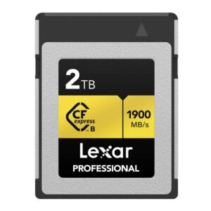 lexar 2tb professional cfexpress type b memory card gold series, up to 1900mb/s read, raw 8k video recording, supports pcie 3.0 and nvme (lcxexpr002t-rneng)