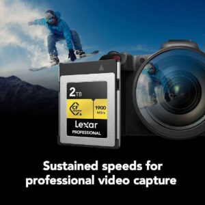 Lexar 2TB Professional CFexpress Type B Memory Card GOLD Series, Up To 1900MB/s Read, Raw 8K Video Recording, Supports PCIe 3.0 and NVMe (LCXEXPR002T-RNENG)
