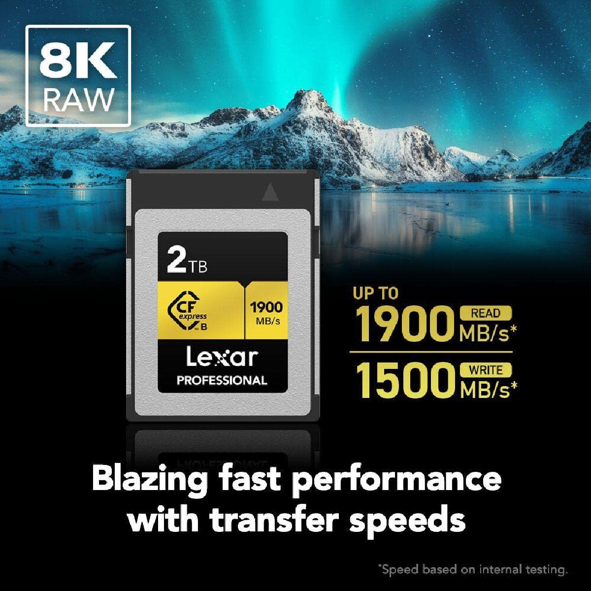 Lexar 2TB Professional CFexpress Type B Memory Card GOLD Series, Up To 1900MB/s Read, Raw 8K Video Recording, Supports PCIe 3.0 and NVMe (LCXEXPR002T-RNENG)