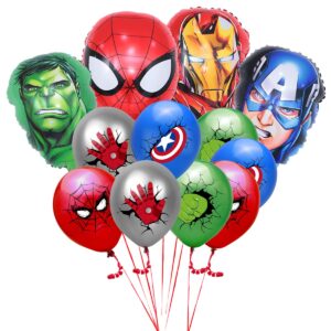 12Pack Avenger Super Hero Spider Balloons Foil And Latex Party Supplies Kids Birthday Party Decorations
