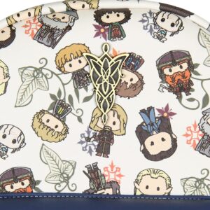 Bioworld The Lord Of The Rings Allover Chibi Character Pattern Faux Leather Tote Bag Mini Backpack