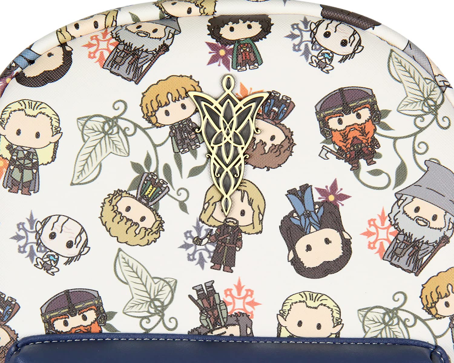 Bioworld The Lord Of The Rings Allover Chibi Character Pattern Faux Leather Tote Bag Mini Backpack