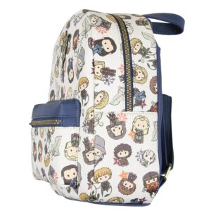 Bioworld The Lord Of The Rings Allover Chibi Character Pattern Faux Leather Tote Bag Mini Backpack