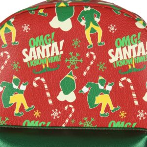 Bioworld Elf The Movie Buddy OMG! Santa! I Know Him Allover Pattern Faux Leather Mini Backpack