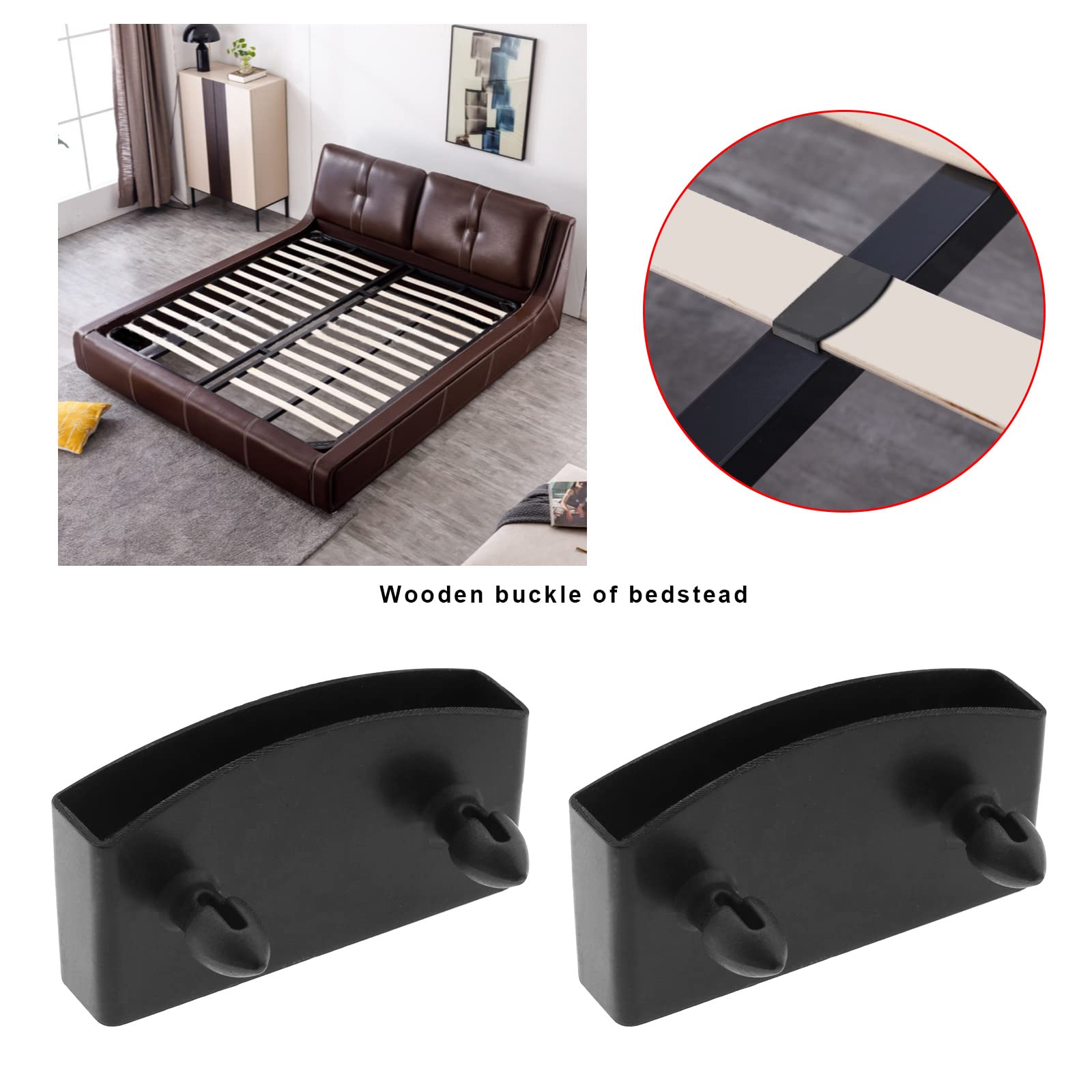 Micro Traders 50PCS Bed Slat End Caps Bundles Plastic Holders 2 Pins Sides Centre Ends Fixings for Securing Metal Beds Leather Beds Wooden Beds Sofa Beds Bunk Beds Black