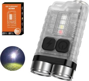 v3 small powerful mini flashlight 900 high lumen keychain edc flashlight, super bright pocket usb rechargeable tactical led flash light with magnetic waterproof for camping, hiking, emergencies