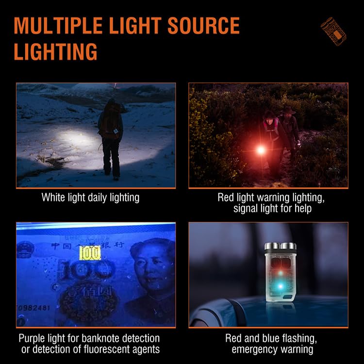 V3 Small Powerful Mini Flashlight 900 High Lumen Keychain EDC Flashlight, Super Bright Pocket USB Rechargeable Tactical LED Flash Light with Magnetic Waterproof for Camping, Hiking, Emergencies