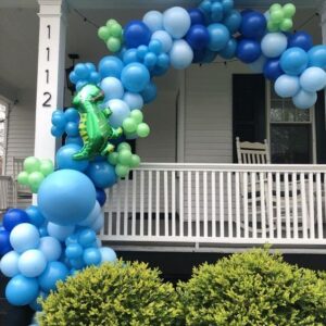 50Pcs Blue Green Balloons 12inch Light Green Blue Vintage Klein Blue Green Confetti Balloons with Ribbons for Boys Birthday Party Football Video Game Jungle Safari Themed Decoration