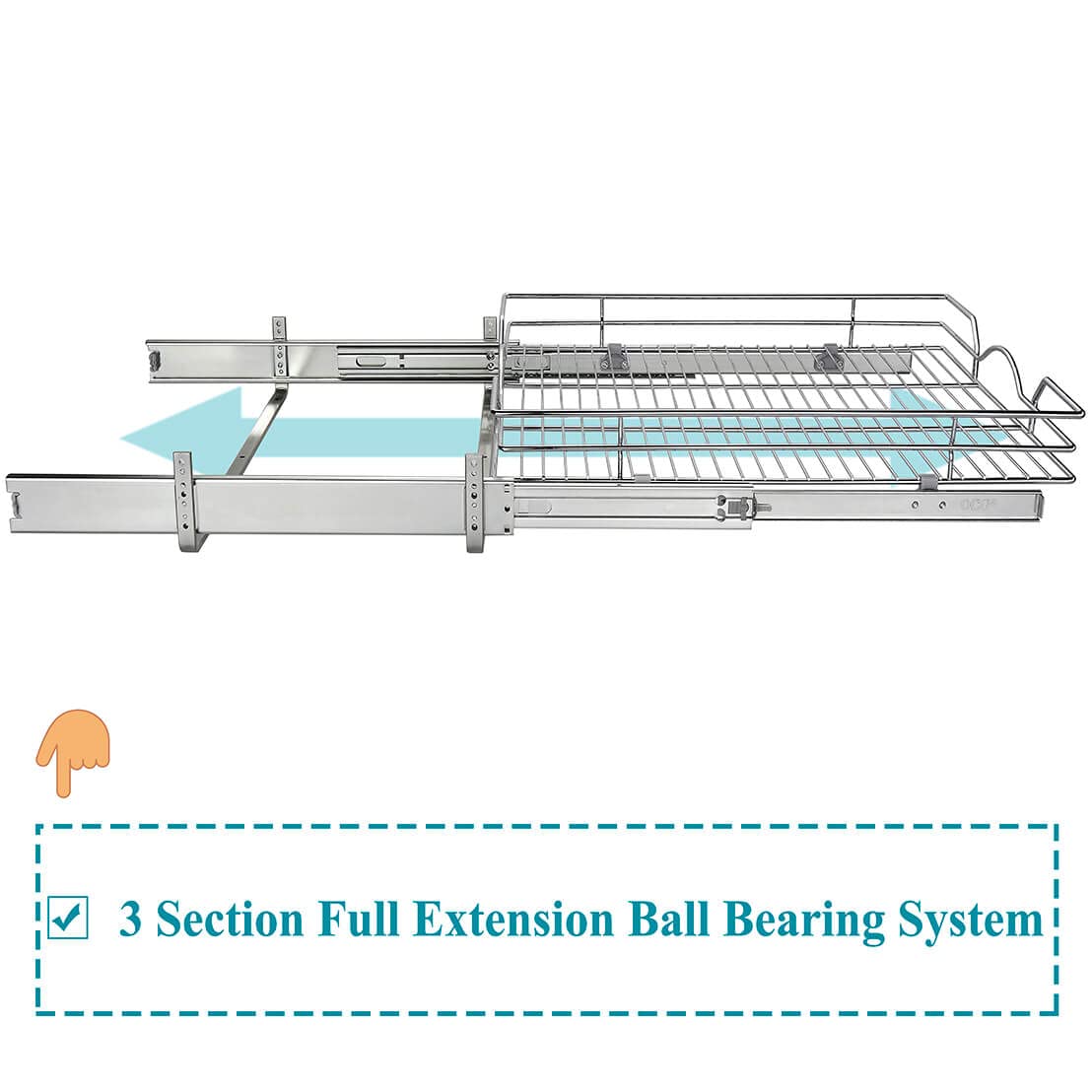 OCG Pull Out Cabinet Organizer (20" W x 21" D), Pull out Drawers for Kitchen Cabinets, Pull Out Shelves for Base Cabinet Organization in Kitchen Bathroom Pantry, Chrome Finish