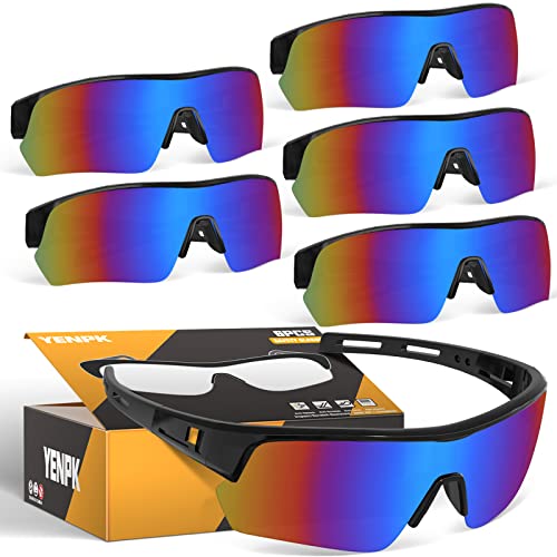 YENPK Tinted Safety Glasses Goggles for Men, Scratch & Impact Resistant Eyes Protection Protective Eyewear (6pack-multicolor)