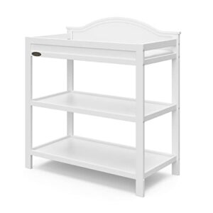 Graco Clara Changing Table (White) - GREENGUARD Gold Ceritifed, Includes Bonus Water-Resistant Changing Table Pad with Safety Strap, 2 Open Shelves