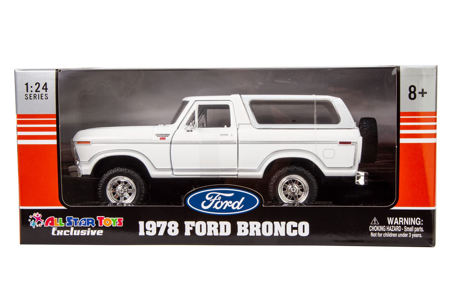 1978 Ford Bronco 1:24 Diecast Model Car White SUV SUT Truck Motormax All Star Toys Exclusive 79371