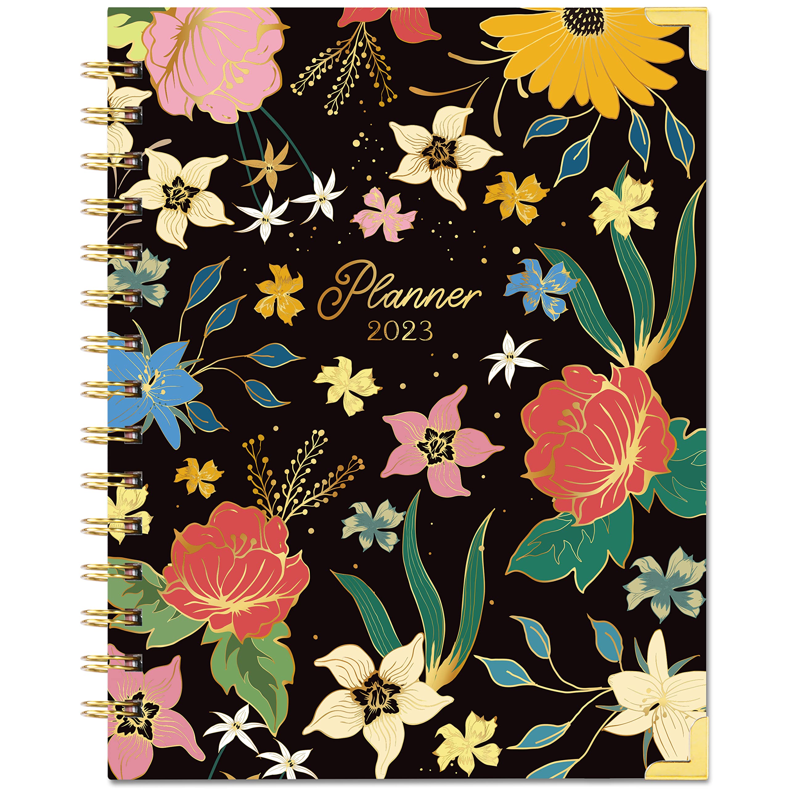 2023 Planner - Planner/Calendar 2023, Jan.2023 - Dec.2023, 2023 Planner Weekly & Monthly with Tabs, 6.3" x 8.4", Hardcover + Back Pocket + Twin-Wire Binding, Daily Organizer - Colorful Floral