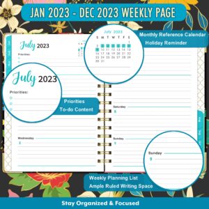 2023 Planner - Planner/Calendar 2023, Jan.2023 - Dec.2023, 2023 Planner Weekly & Monthly with Tabs, 6.3" x 8.4", Hardcover + Back Pocket + Twin-Wire Binding, Daily Organizer - Colorful Floral