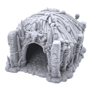 shaman's hut by printable scenery, 3d printed tabletop rpg scenery and wargame terrain 28mm miniatures