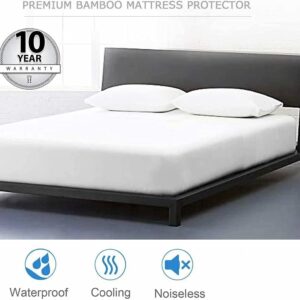 Queen Mattress Protector & King Size Cooling Waterproof Mattress Protector Pad Cover,Bamboo Terry Top Breathable Fitted Sheet Style Deep Pocket-Noiseless,Vinyl,PVC Free,Matressprotector King for Pets