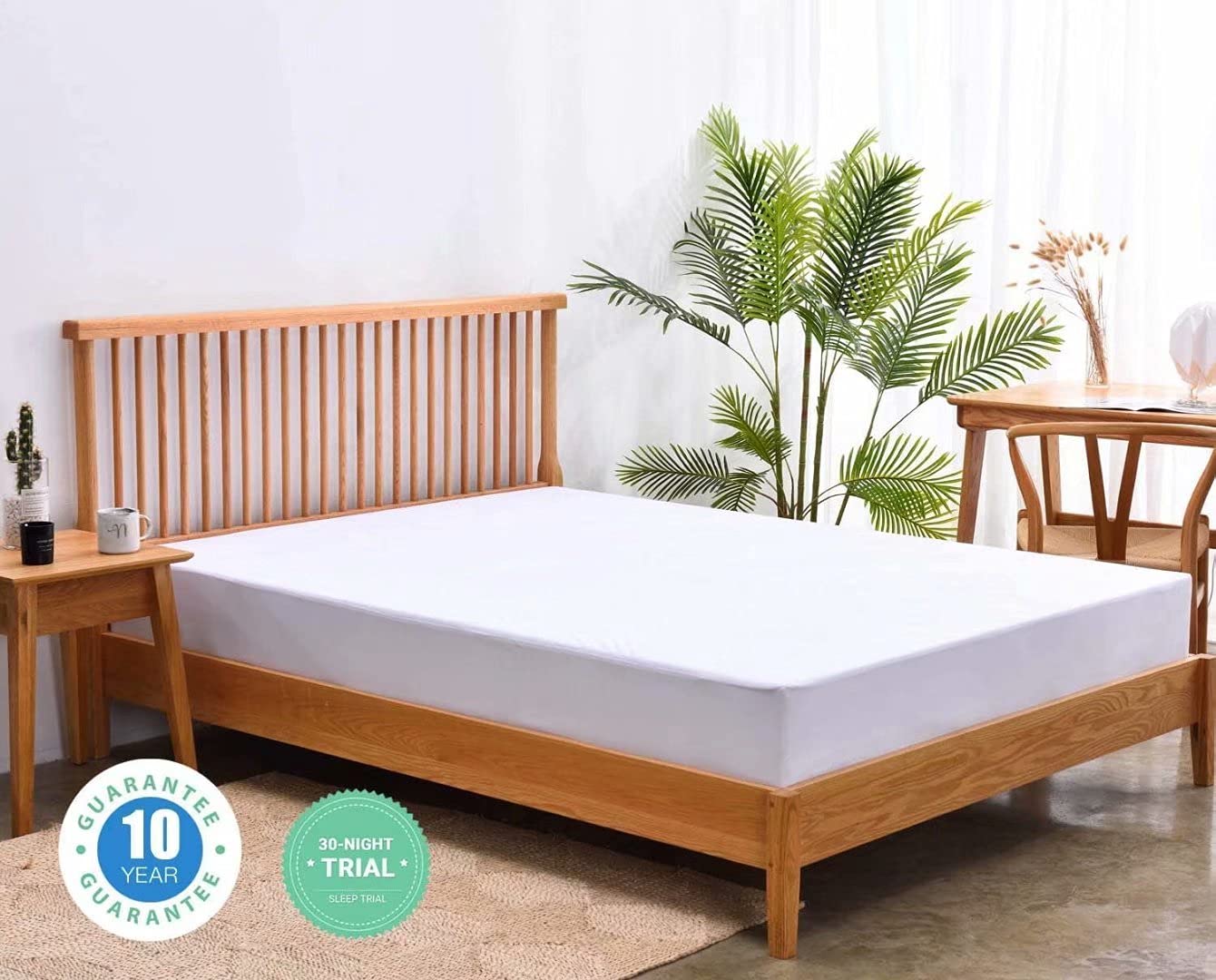 Queen Mattress Protector & King Size Cooling Waterproof Mattress Protector Pad Cover,Bamboo Terry Top Breathable Fitted Sheet Style Deep Pocket-Noiseless,Vinyl,PVC Free,Matressprotector King for Pets