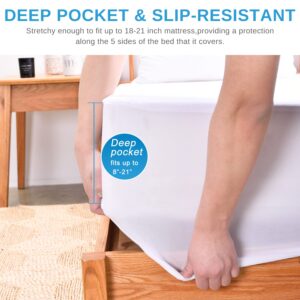 Queen Mattress Protector & King Size Cooling Waterproof Mattress Protector Pad Cover,Bamboo Terry Top Breathable Fitted Sheet Style Deep Pocket-Noiseless,Vinyl,PVC Free,Matressprotector King for Pets