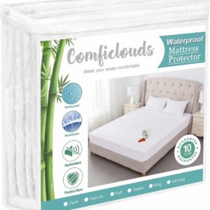 Queen Mattress Protector & King Size Cooling Waterproof Mattress Protector Pad Cover,Bamboo Terry Top Breathable Fitted Sheet Style Deep Pocket-Noiseless,Vinyl,PVC Free,Matressprotector King for Pets