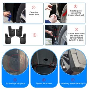 BDFHYK Mud Flaps Splash Guards 4PCS Front & Rear Side Mud Guards Compatible for 2005-2015 Toyota Tacoma with Fender Flares