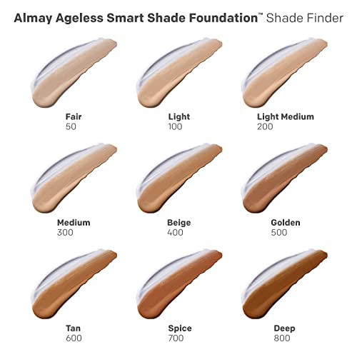 Almay Anti-Aging Foundation, Smart Shade Face Makeup with Hyaluronic Acid, Niacinamide, Vitamin C & E, Hypoallergenic-Fragrance Free, 600 Tan, 1 Fl Oz (Pack of 1)