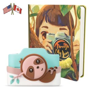 kidamento digital camera for kids model k zippy the sloth, photo activity book through my lens, bundle